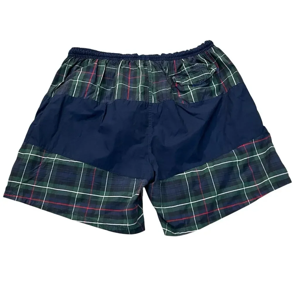 90s Vintage Tommy Hilfiger Mens Swim Trunks XL Plaid Navy Multi Preppy Old Money